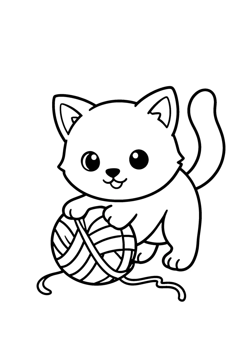 Kitten coloring page preview