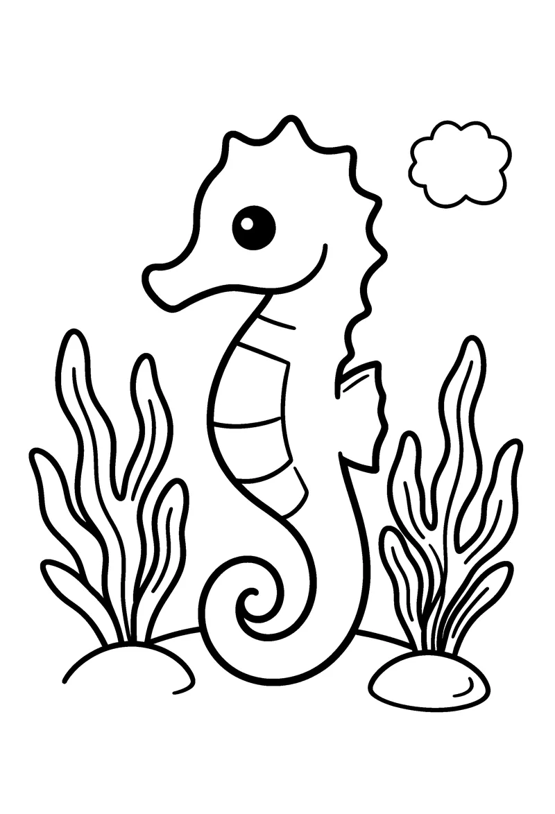 Seahorse coloring page preview