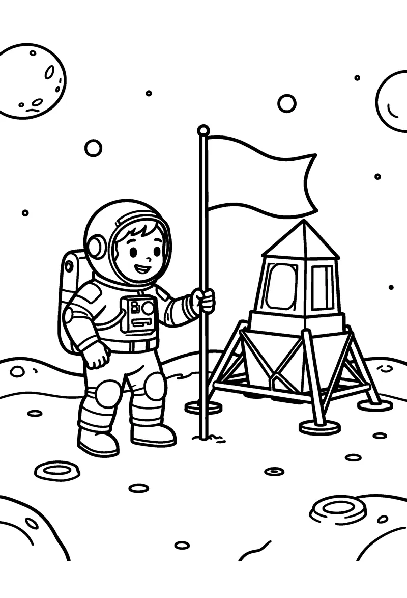 Moon Landing coloring page preview
