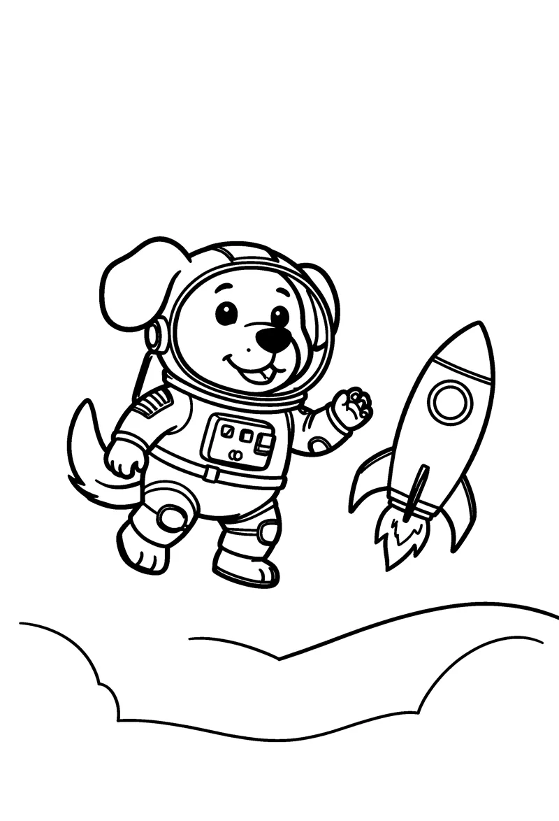 Space Dog coloring page preview