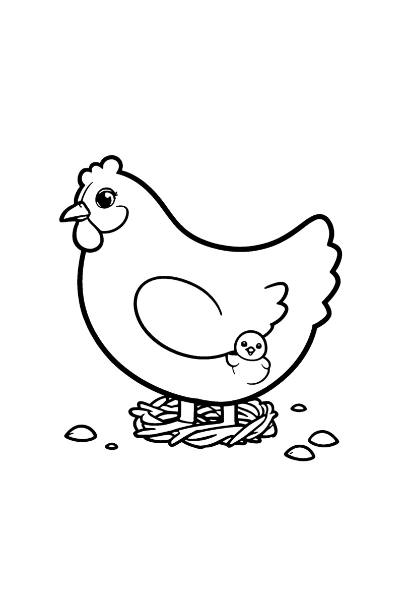 Chicken coloring page preview