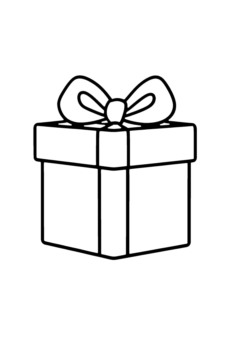 Square Gift Box coloring page preview