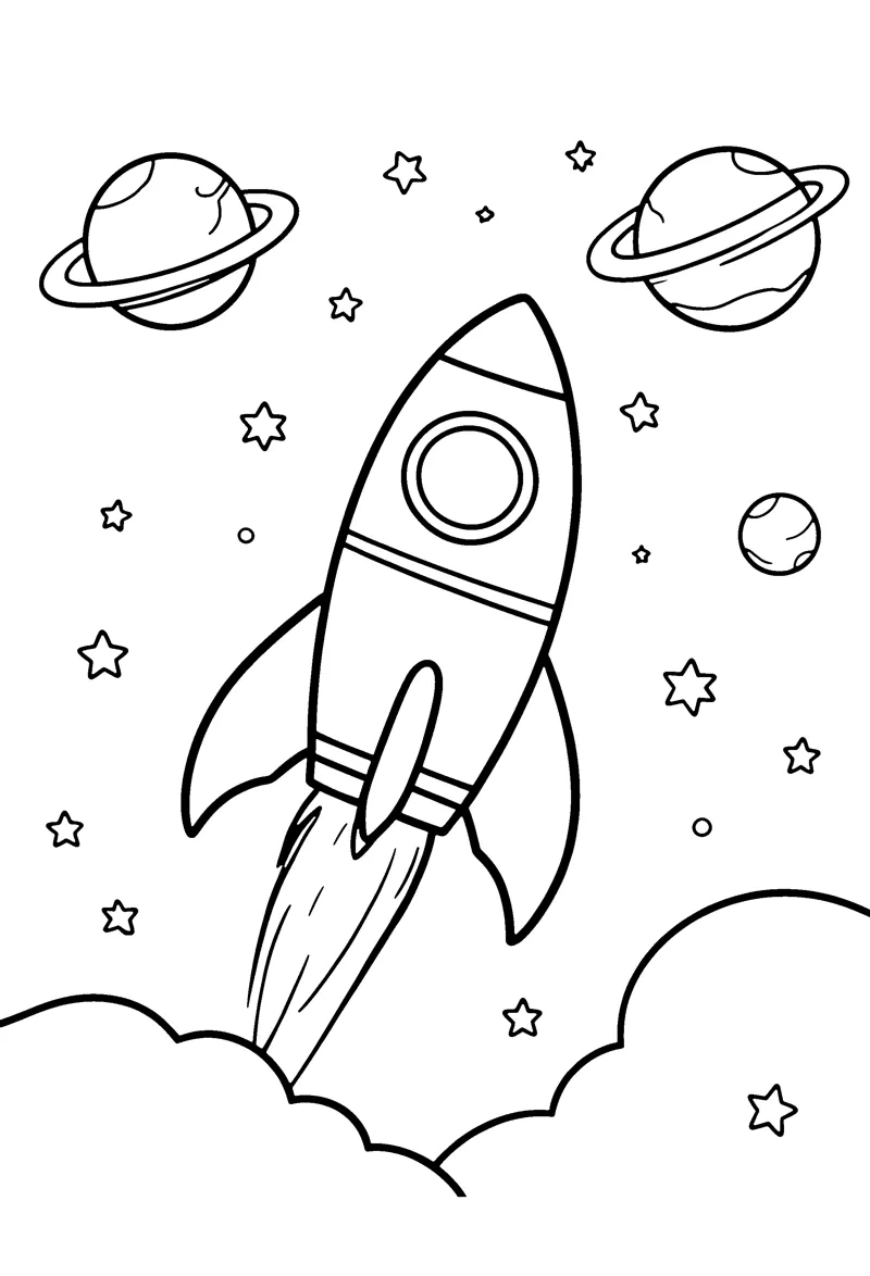 Rocket coloring page preview