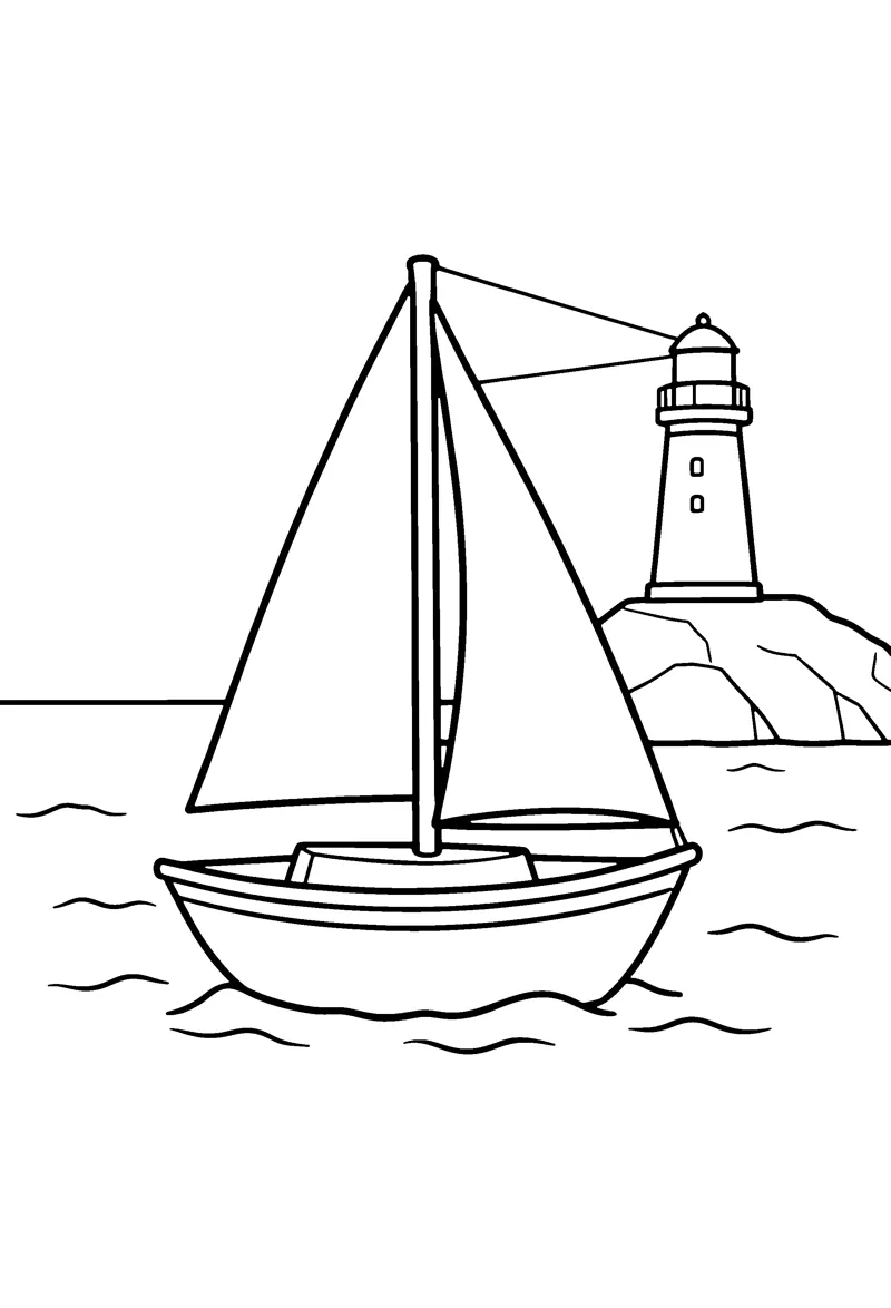 Sailboat coloring page preview