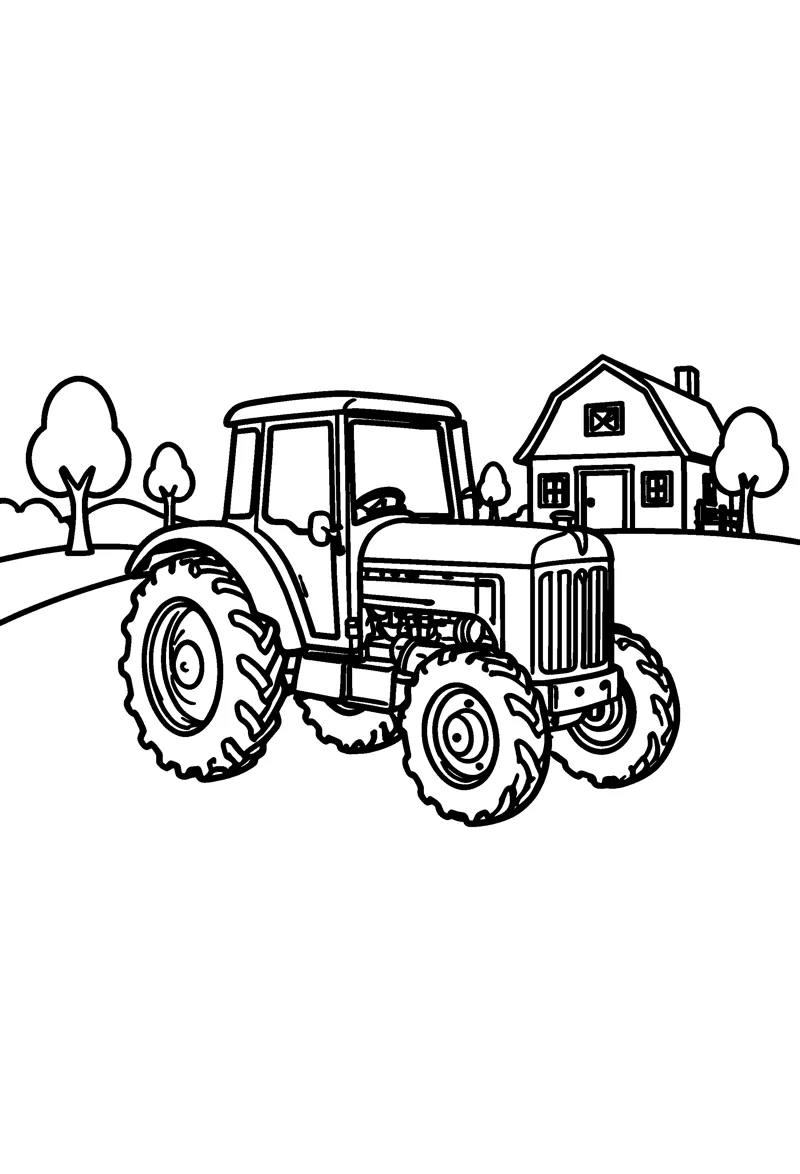 Tractor coloring page preview