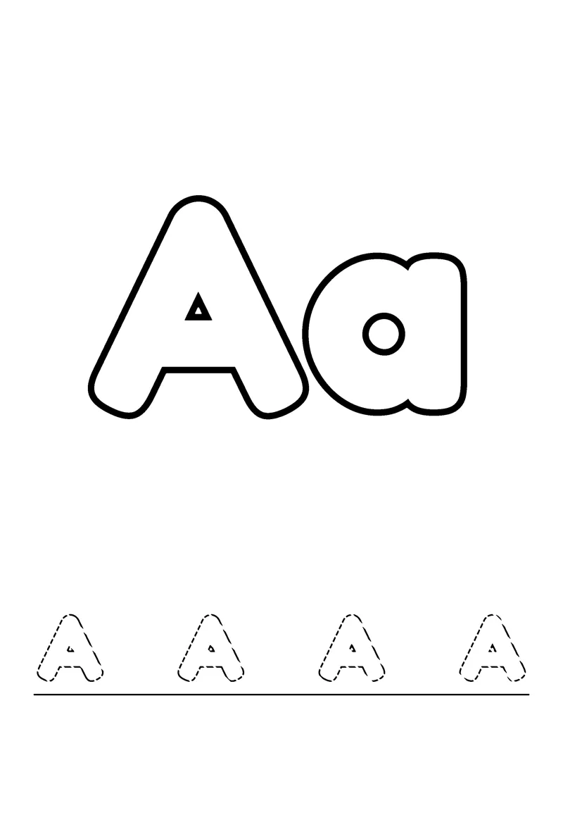 Alphabet A to Z Coloring Pages with Tracing coloring page preview