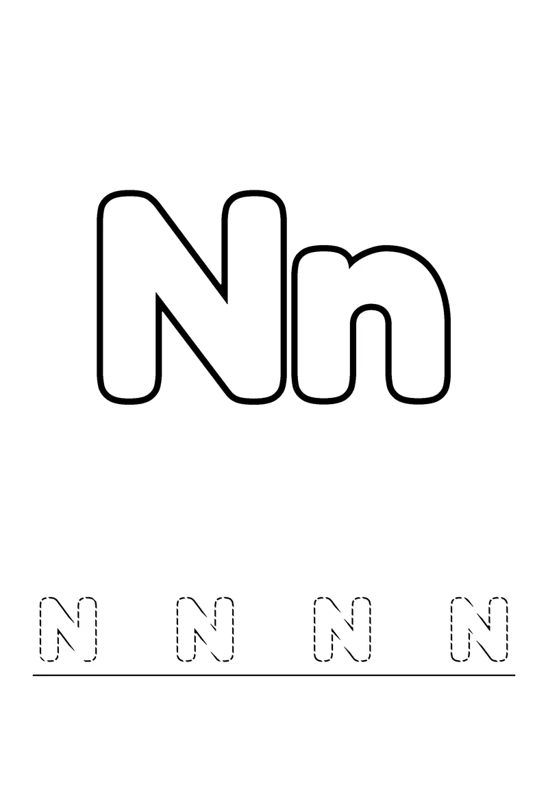 Letter N coloring page preview
