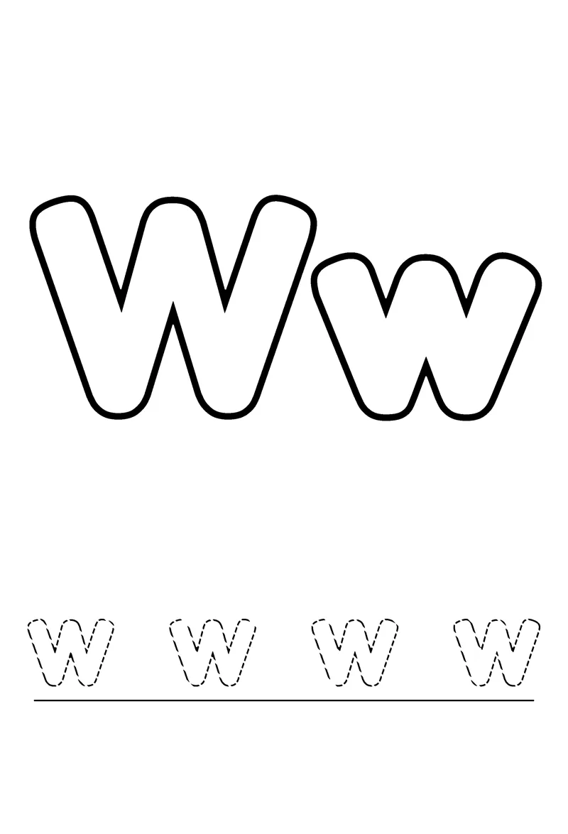 Letter W coloring page preview