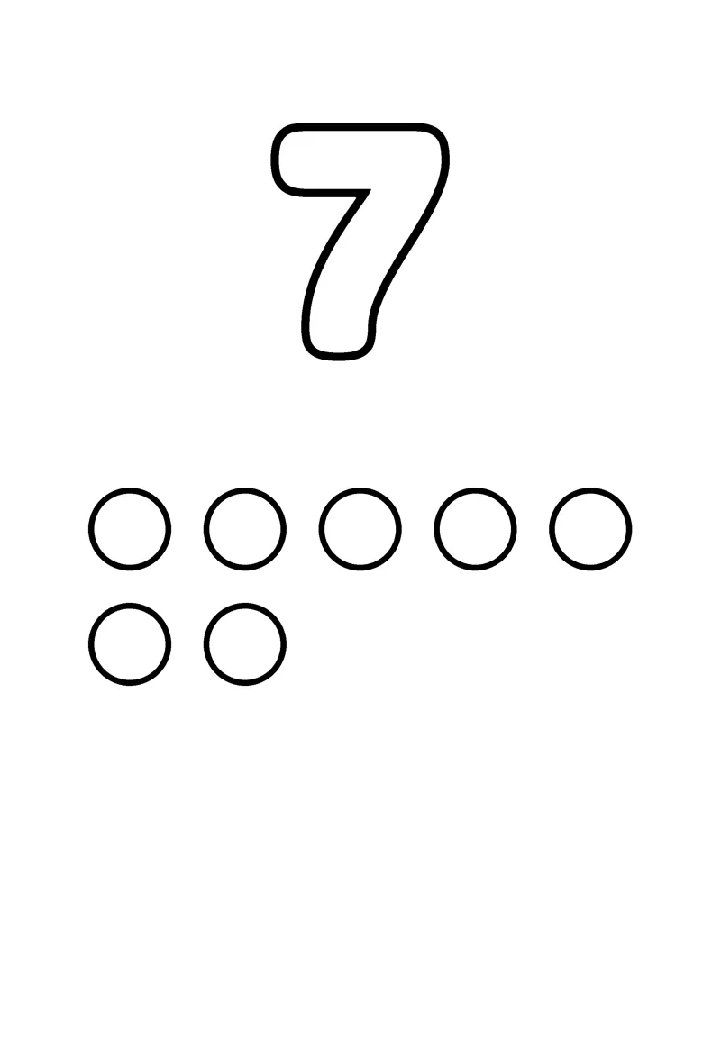 Number 7 coloring page preview