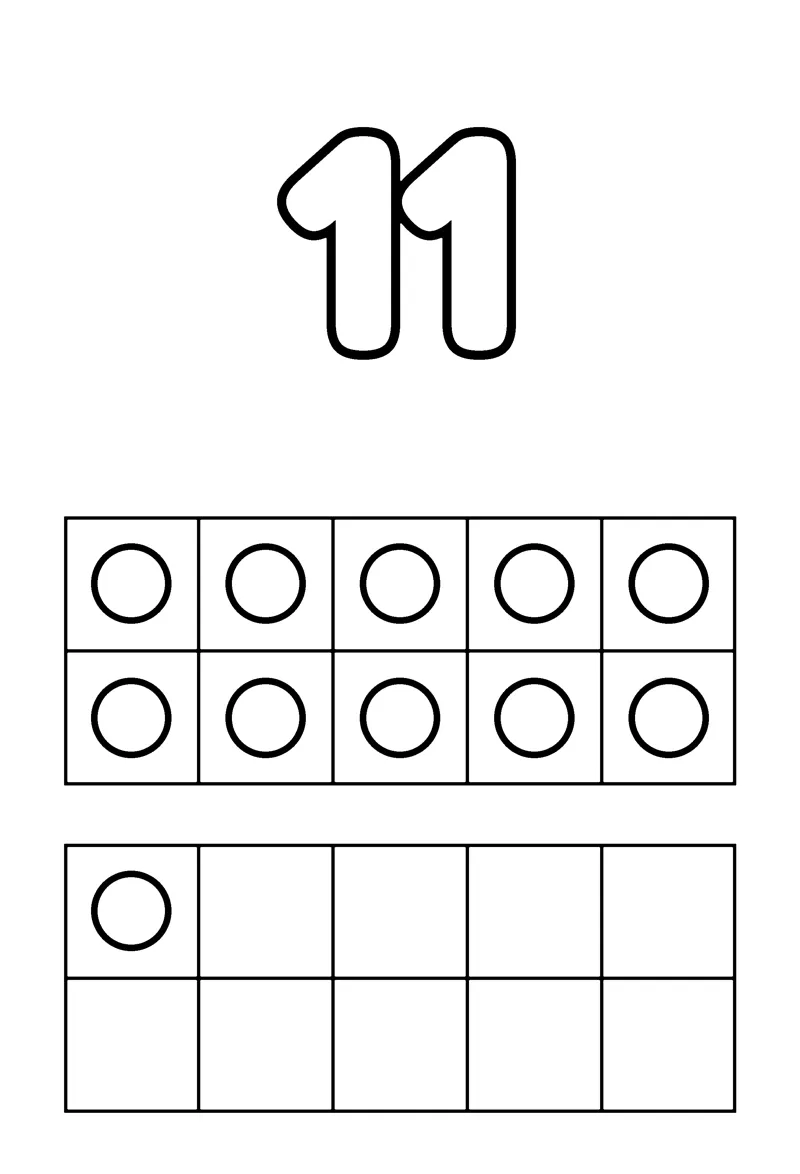 Number 11 coloring page preview