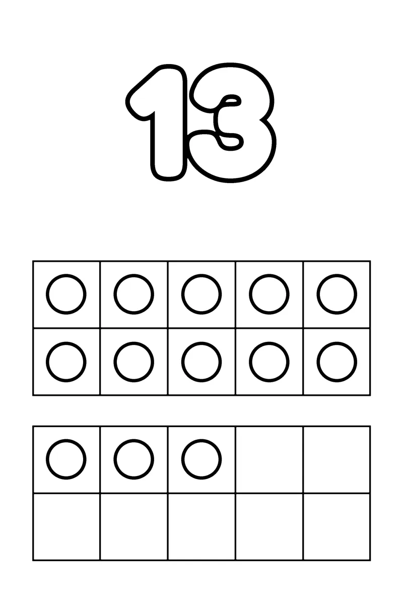 Number 13 coloring page preview