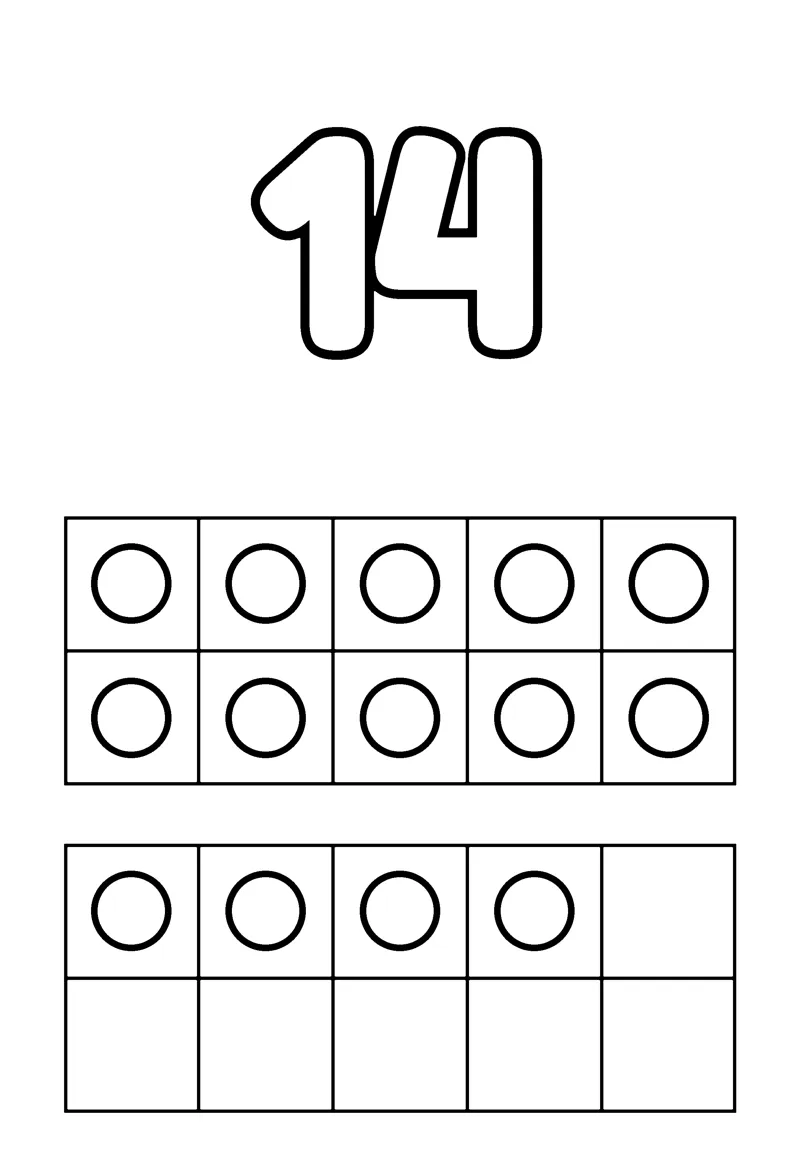 Number 14 coloring page preview