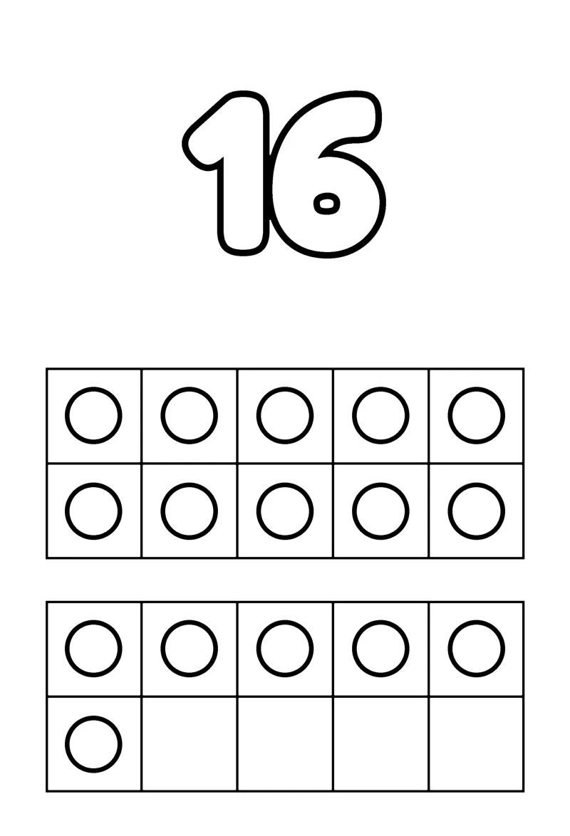 Number 16 coloring page preview