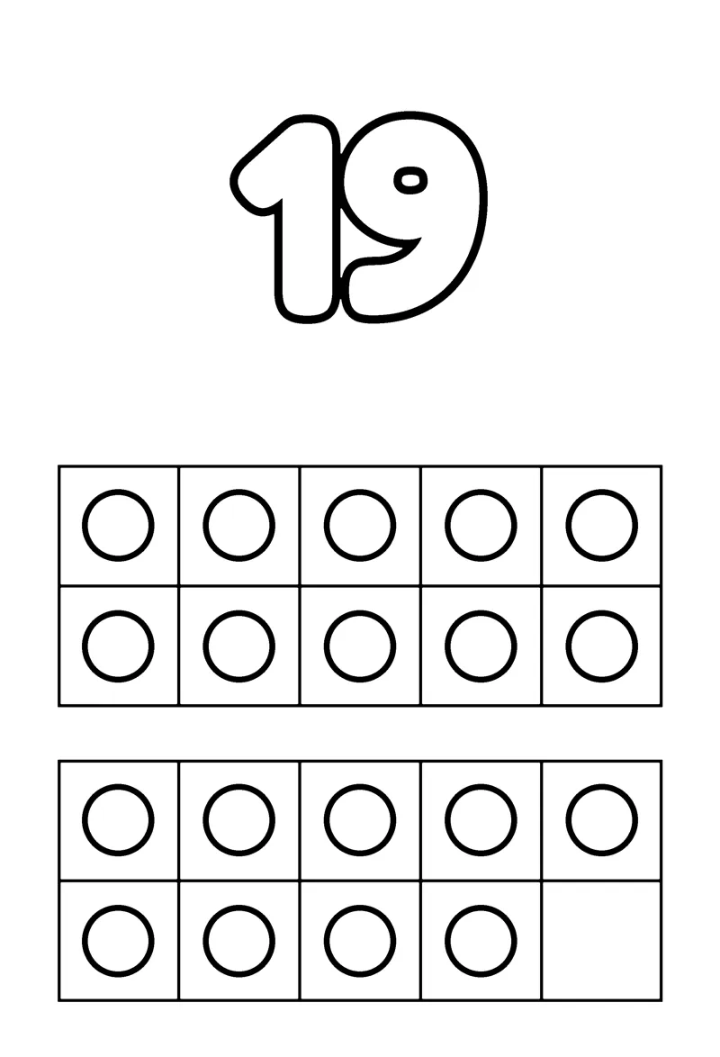 Number 19 coloring page preview