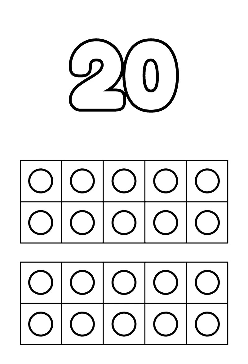 Number 20 coloring page preview