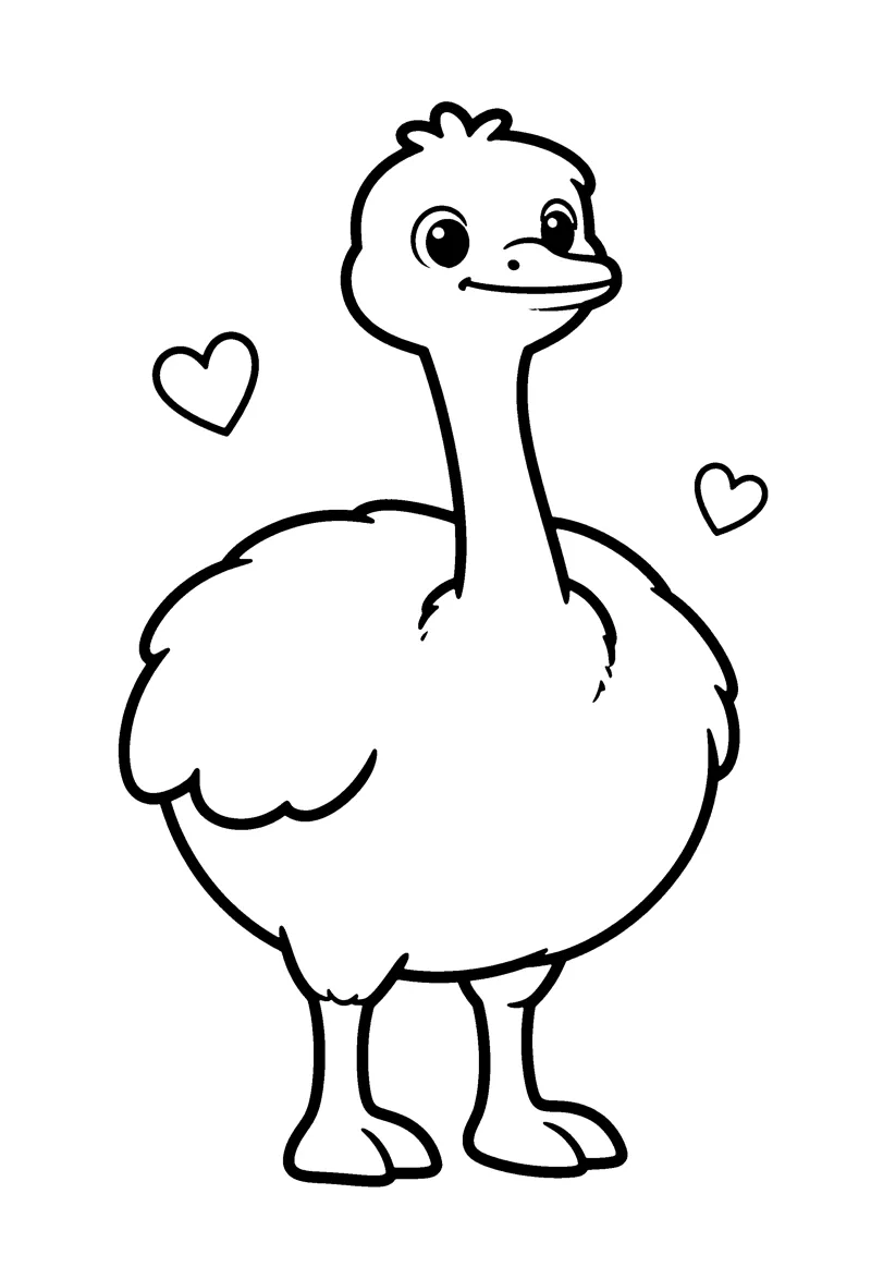 Ostrich coloring page preview