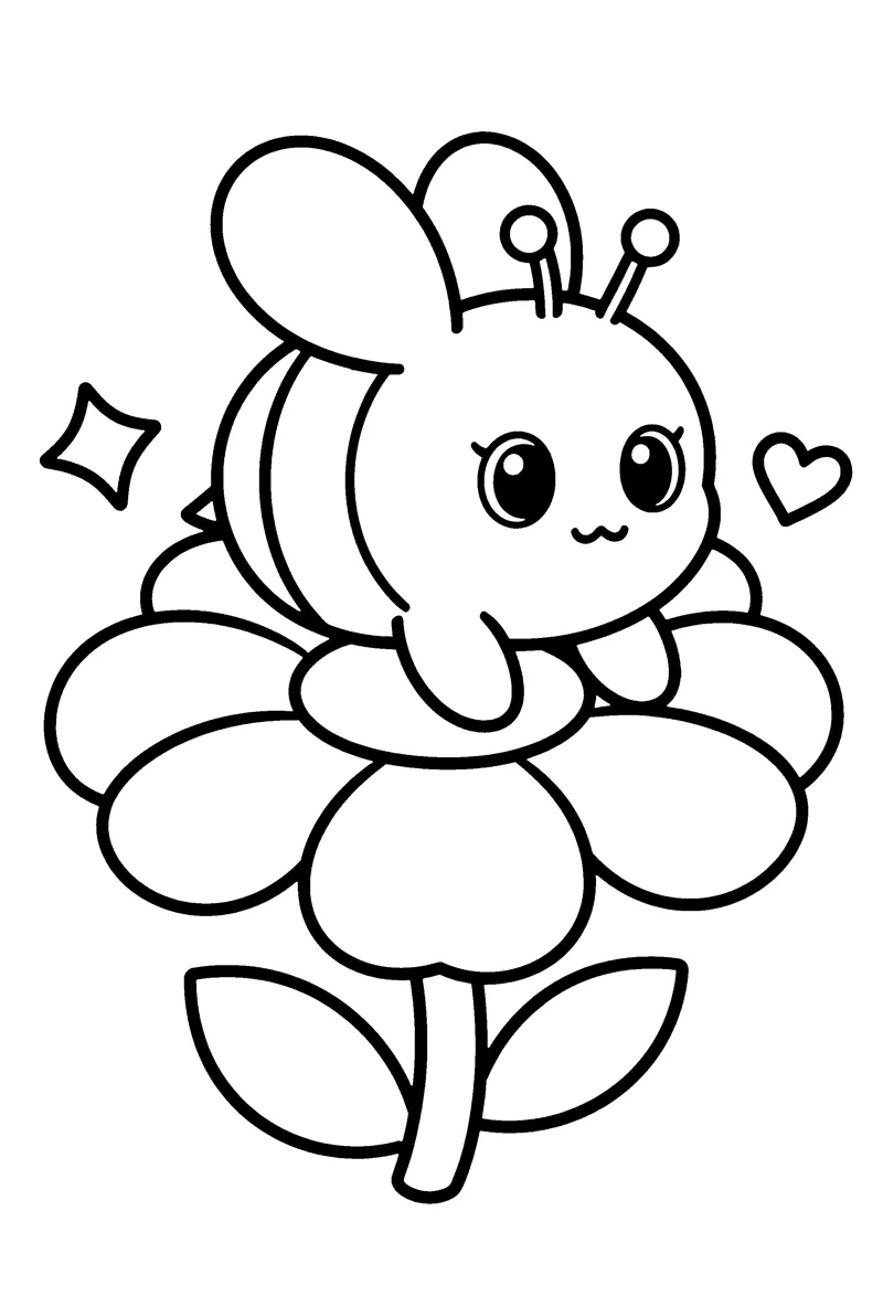 Bee on a Flower coloring page preview