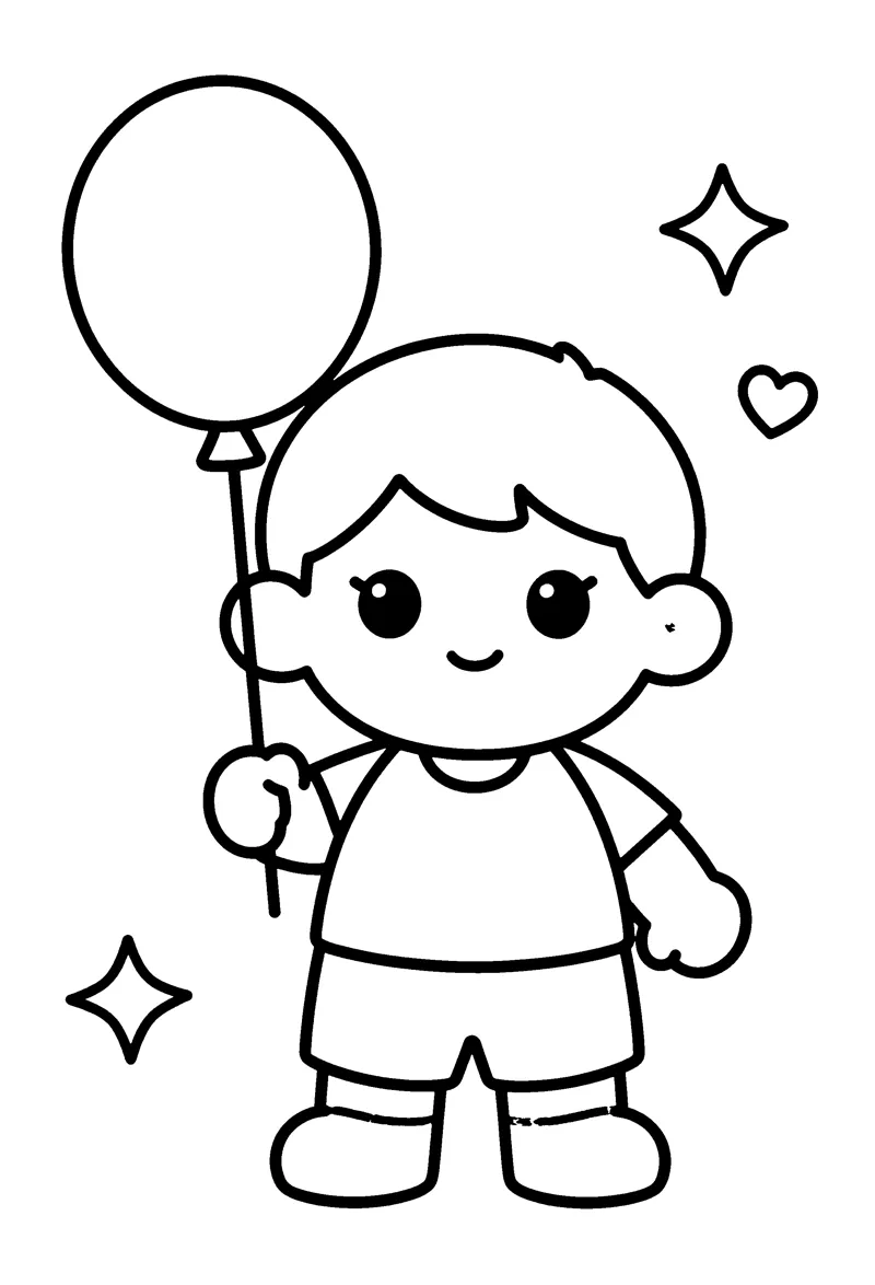 Child with a Balloon coloring page preview