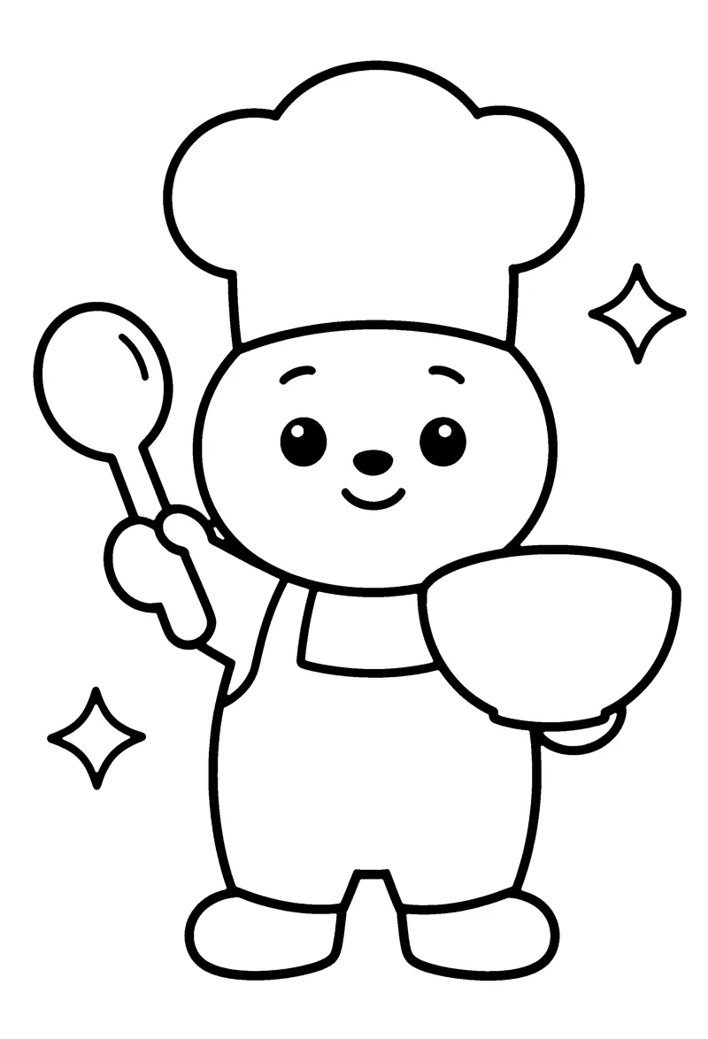 Chef coloring page preview