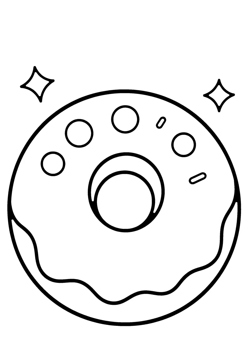 Donut coloring page preview