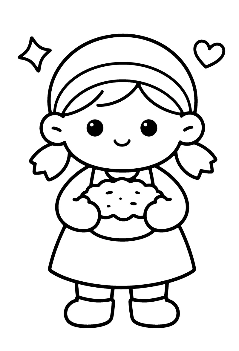 Girl with a Pie coloring page preview