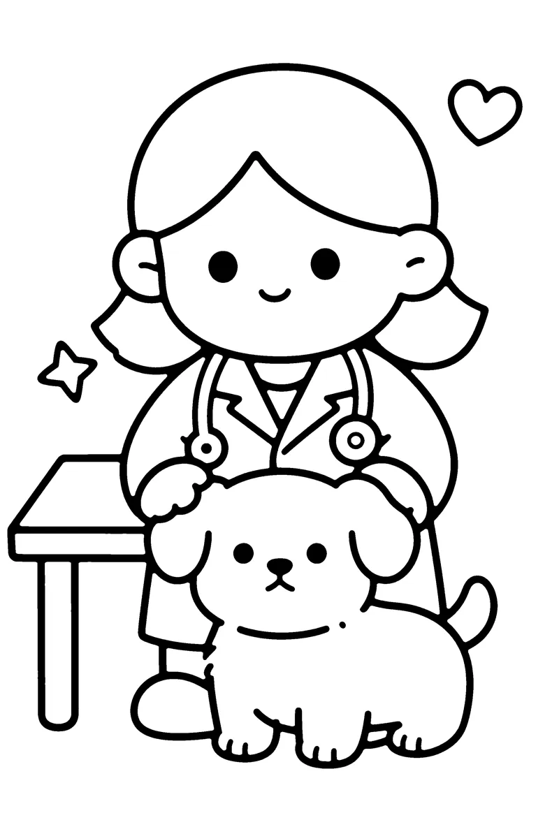 Veterinarian coloring page preview