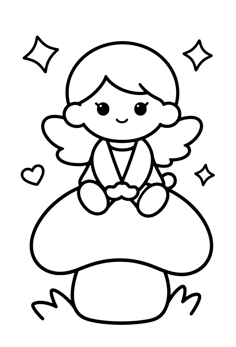 Fairy on a Mushroom coloring page preview