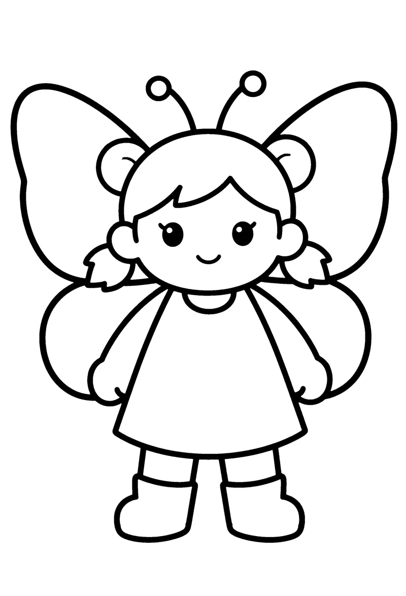 Fairy and Butterfly coloring page preview