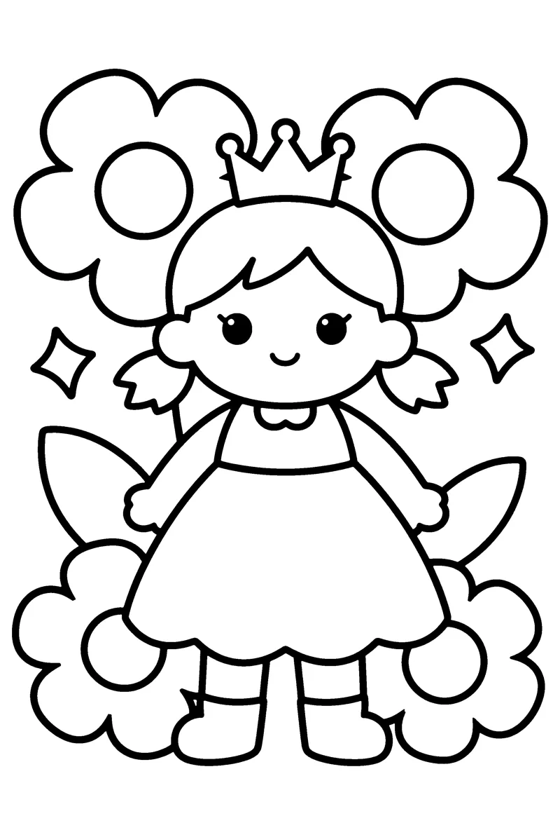 Princess in the Garden coloring page preview