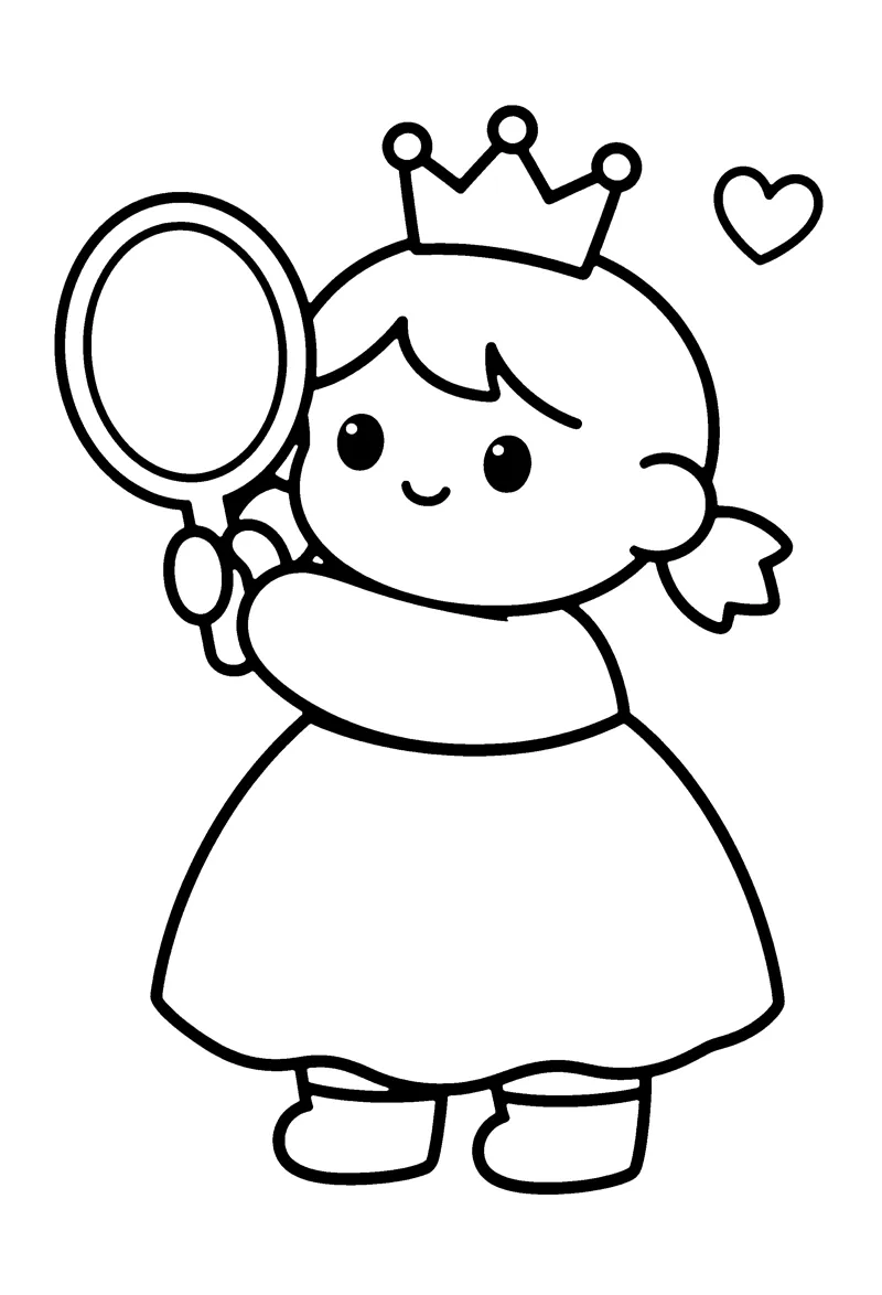 Princess and Mirror coloring page preview