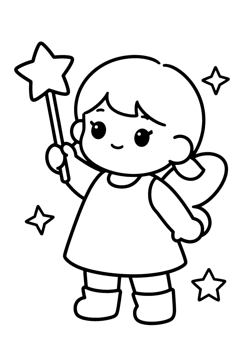 Fairy with a Magic Wand coloring page preview
