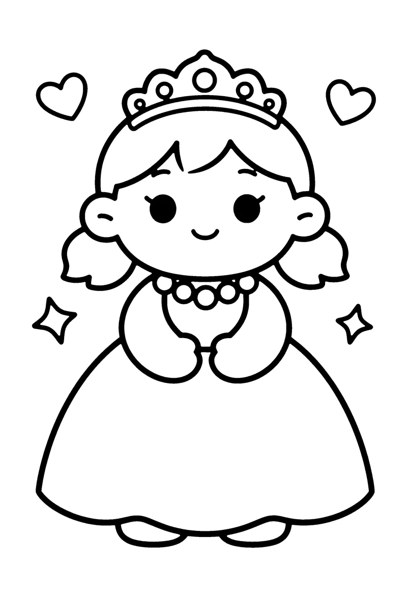 Princess with a Tiara coloring page preview