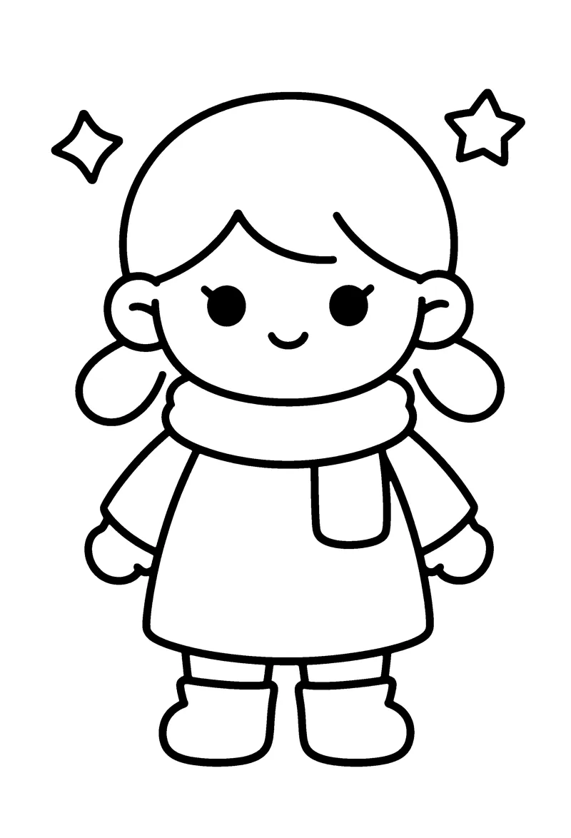 Girl with a Scarf coloring page preview