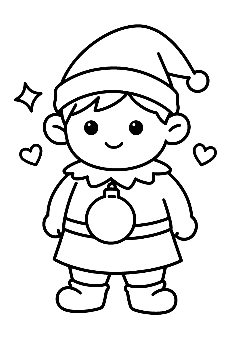 Christmas Elf coloring page preview