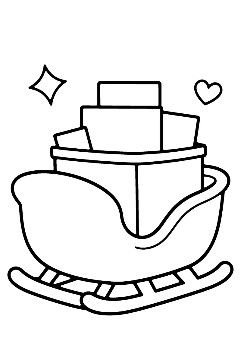 Santa's Sleigh coloring page preview